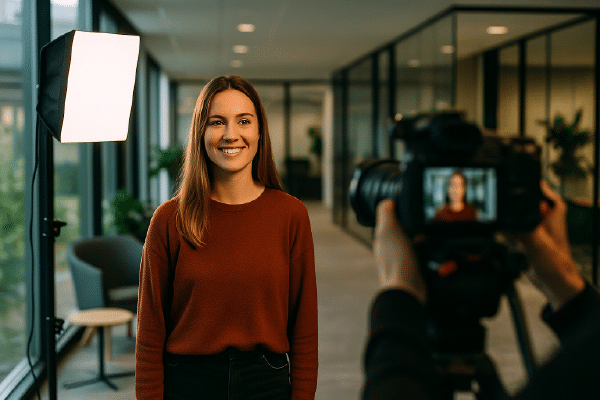 Optagelse af profilfilm med medarbejdere i virksomheden