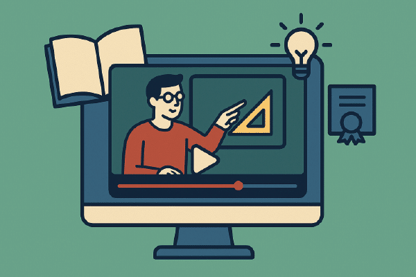 Ikon Employer branding-film → Tre figurer foran en arbejdspladsbygning, smilende, forskellighed markeret.