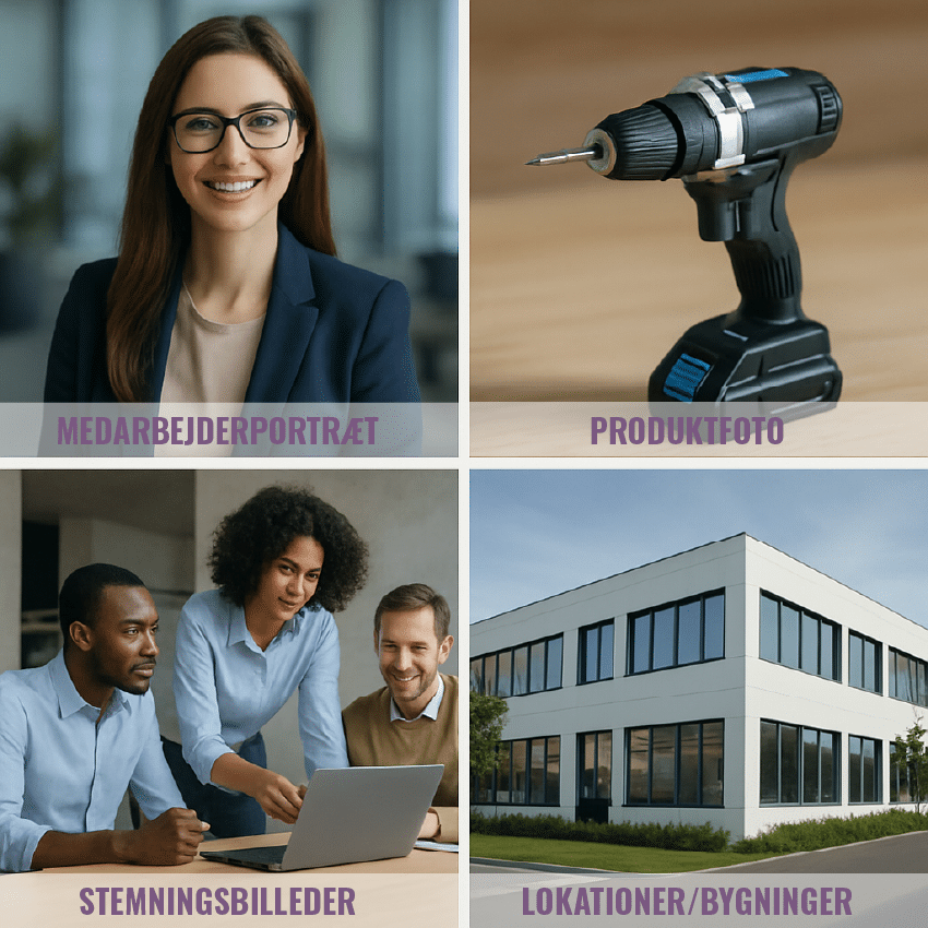 Typer af erhvervsfoto vi kan lave når vi alligevel filmer